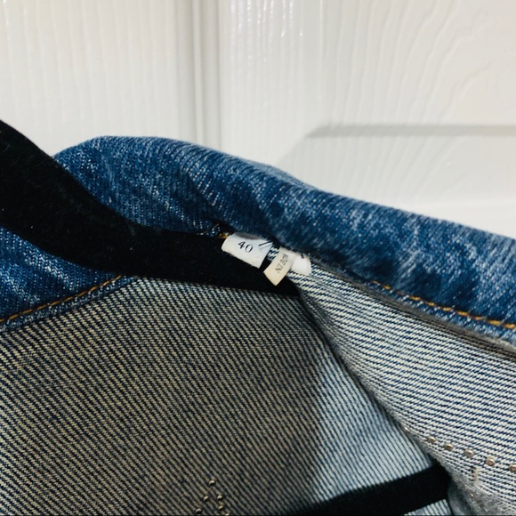 SANDRO Pearl Studded Embellished Lightning Denim Jean Jacket - Picture 3 of 6